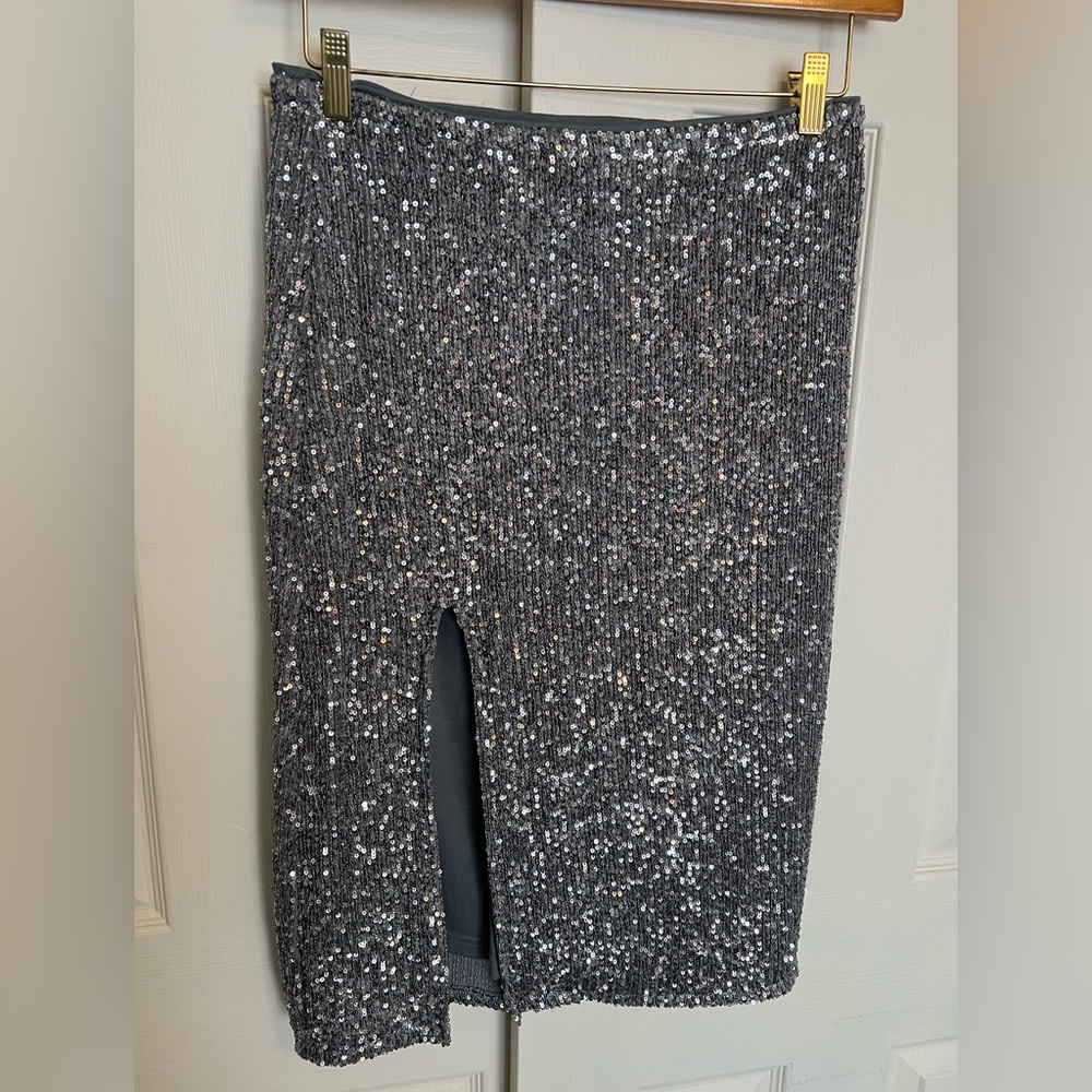 Molly Green Silvery Sequin Skirt